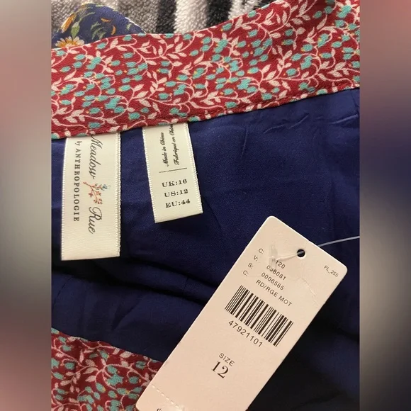 Anthropologie meadow rue Multicolor ditsy Floral flowy mixed print Midi Skirt 12 - Picture 6 of 7